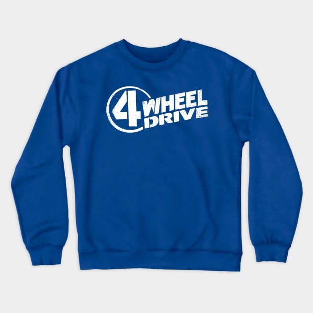 Vintage White & Distressed 4 Wheel Drive Logo Crewneck Sweatshirt by Drafted Offroad